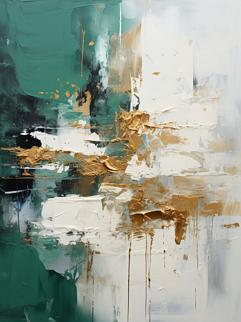 Quadro Decorativo - Abstrato Verde e dourado